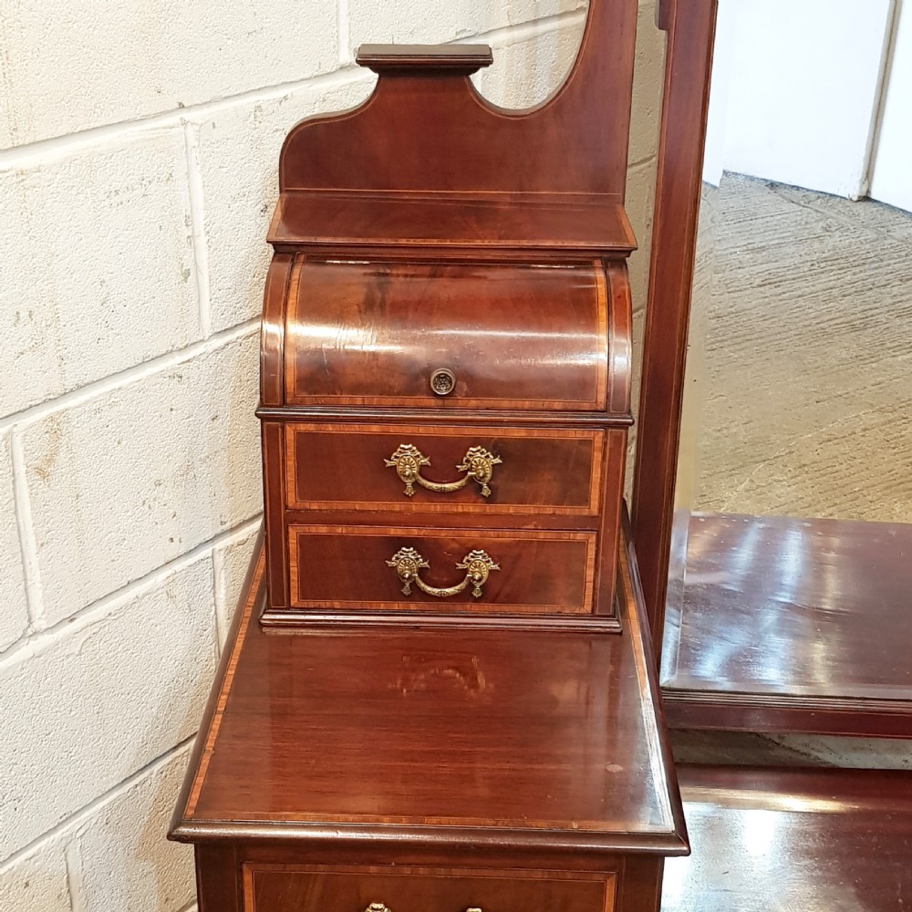 ANTIQUE LARGE EDWARDIAN INLAID MAHOGANY DRESSING TABLE C1900 View V
