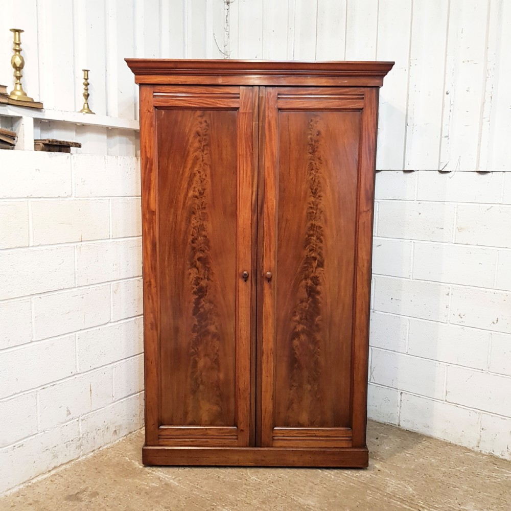 ANTIQUE VICTORIAN FLAMED MAHOGANY DOUBKE WARDROBE C1880 View V