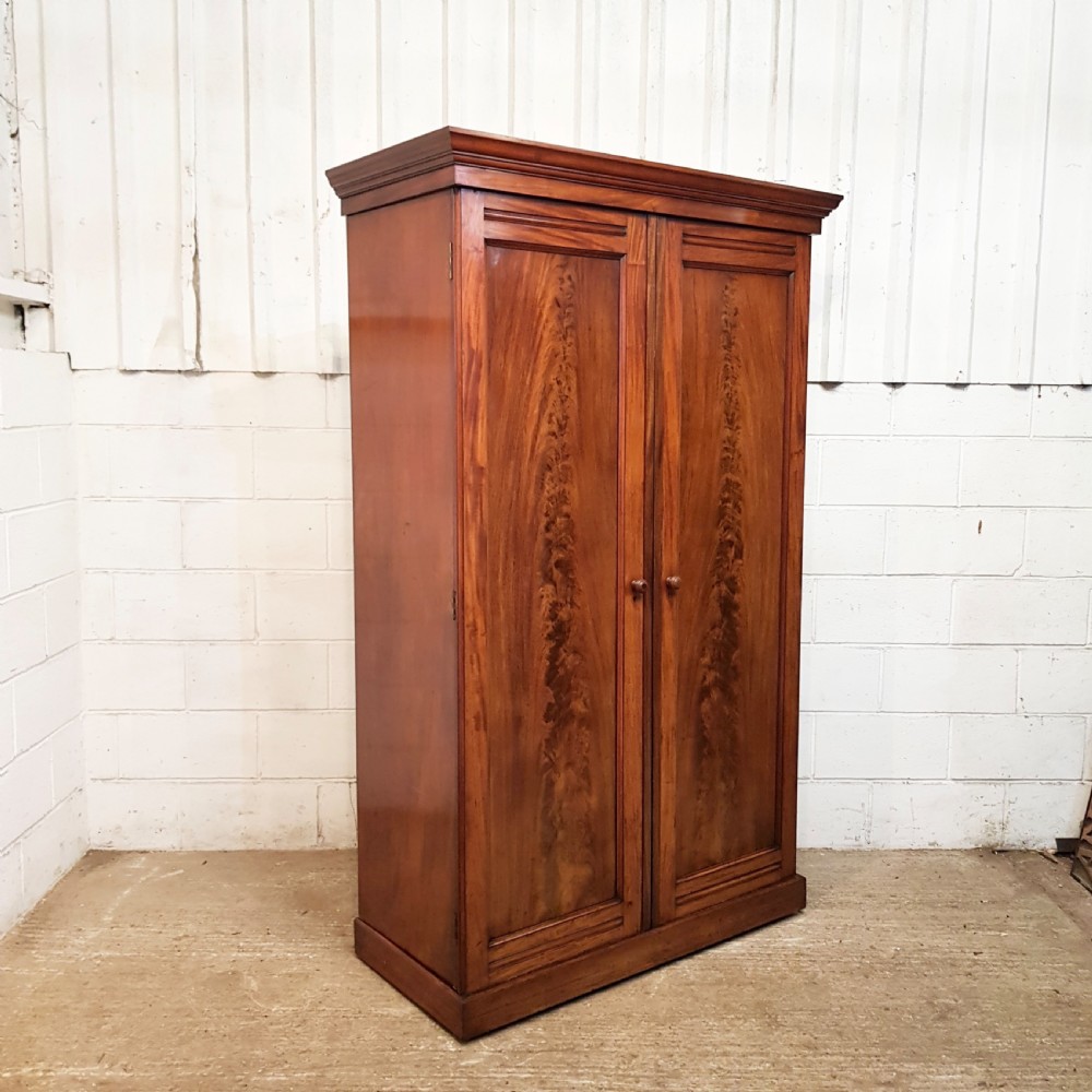 ANTIQUE VICTORIAN FLAMED MAHOGANY DOUBKE WARDROBE C1880 View VII