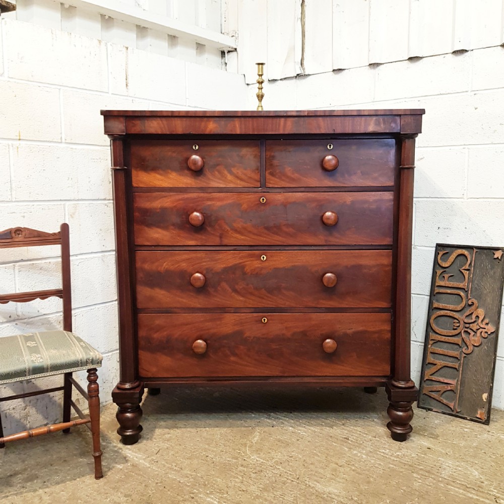 ANTIQUE VICTORIAN MAHOGANY SCOTCH CHEST OF DRAWERS C1870