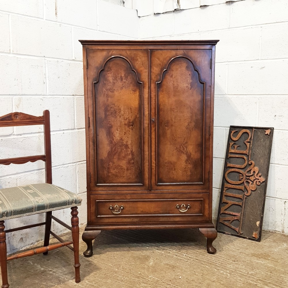 ANTIQUE BURR WALNUT TALLBOY CUPBOARD C1920 View II