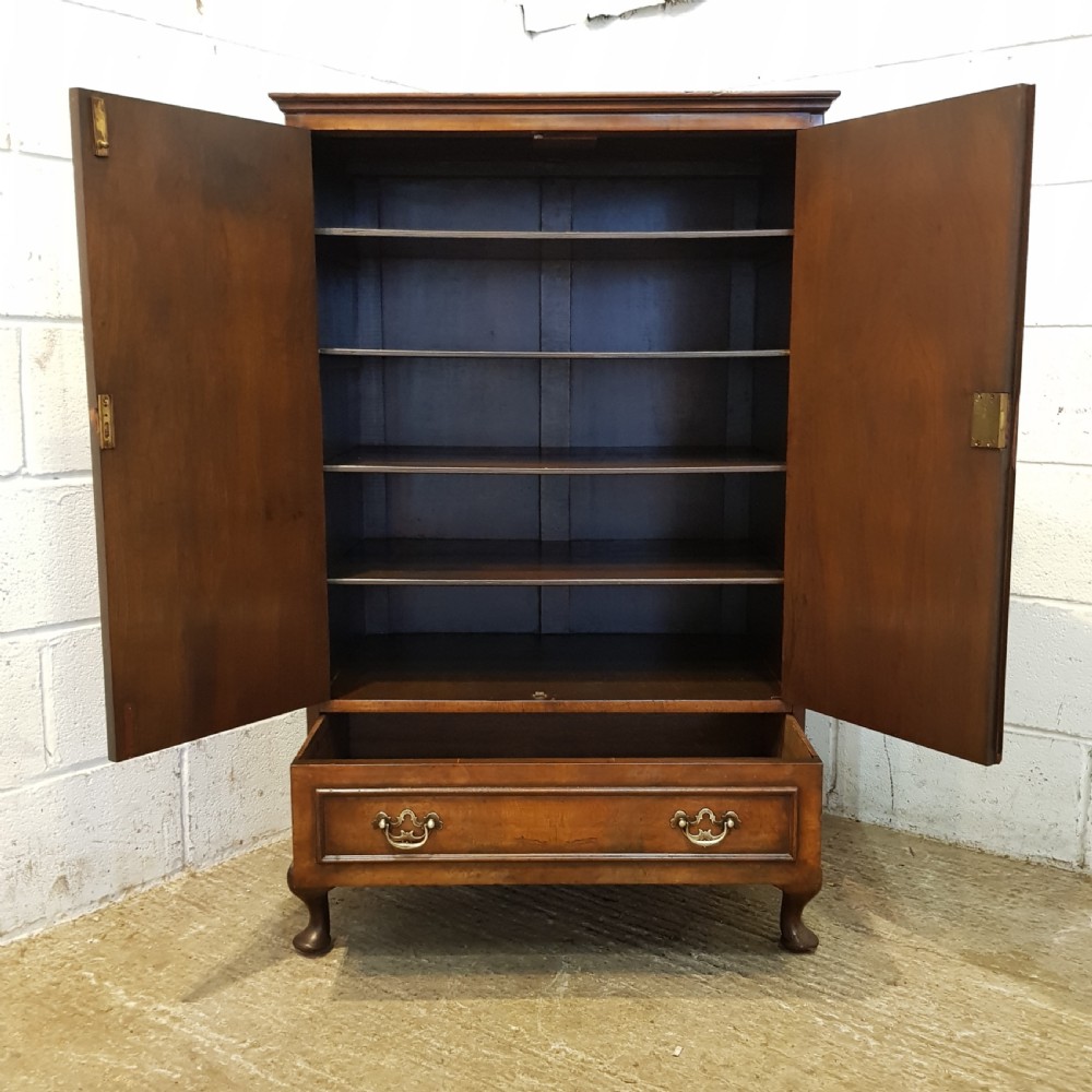 ANTIQUE BURR WALNUT TALLBOY CUPBOARD C1920 View IV