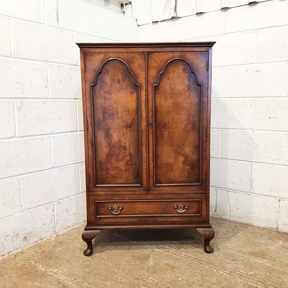 ANTIQUE BURR WALNUT TALLBOY CUPBOARD C1920 View V