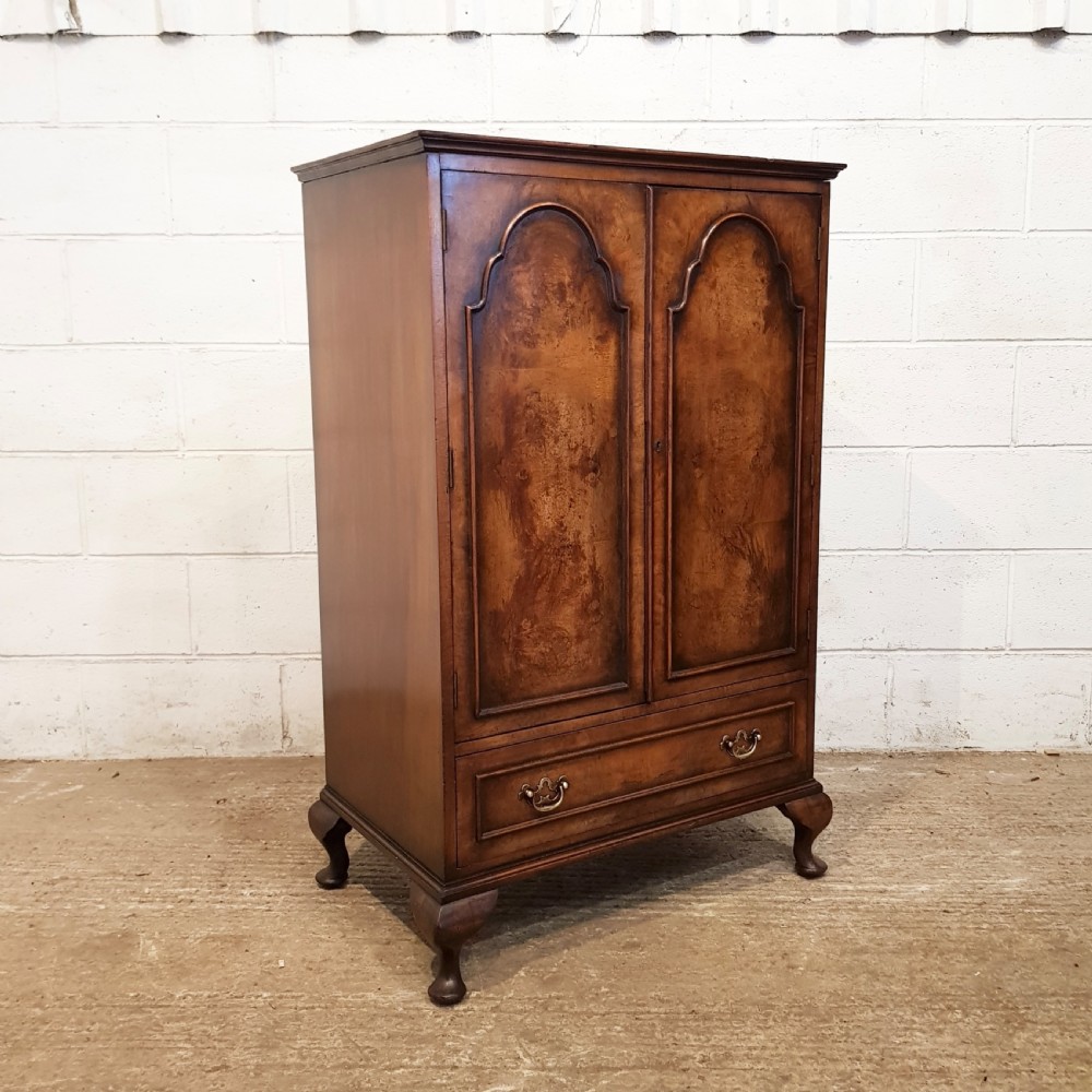 ANTIQUE BURR WALNUT TALLBOY CUPBOARD C1920 View VI