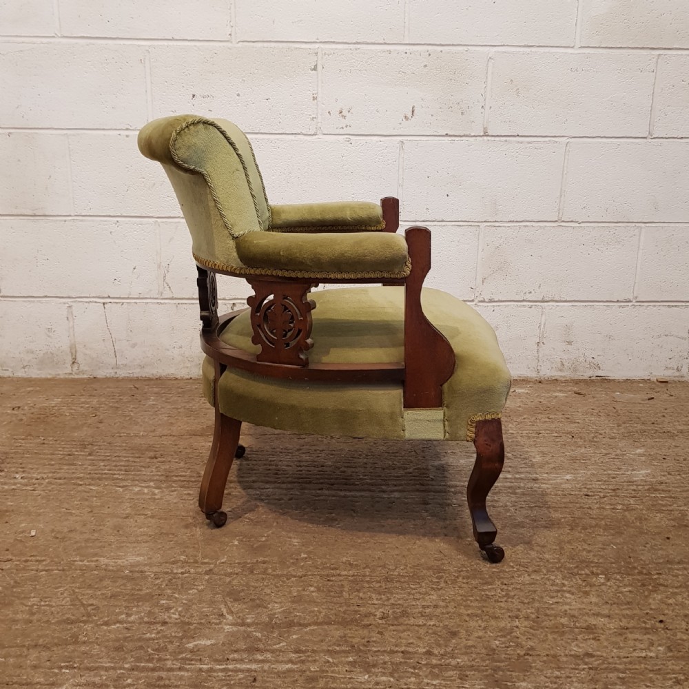 ANTIQUE PAIR EDWARDIAN MAHOGANY TUB CHAIRS C1900 View III