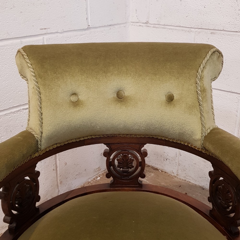 ANTIQUE PAIR EDWARDIAN MAHOGANY TUB CHAIRS C1900 View V