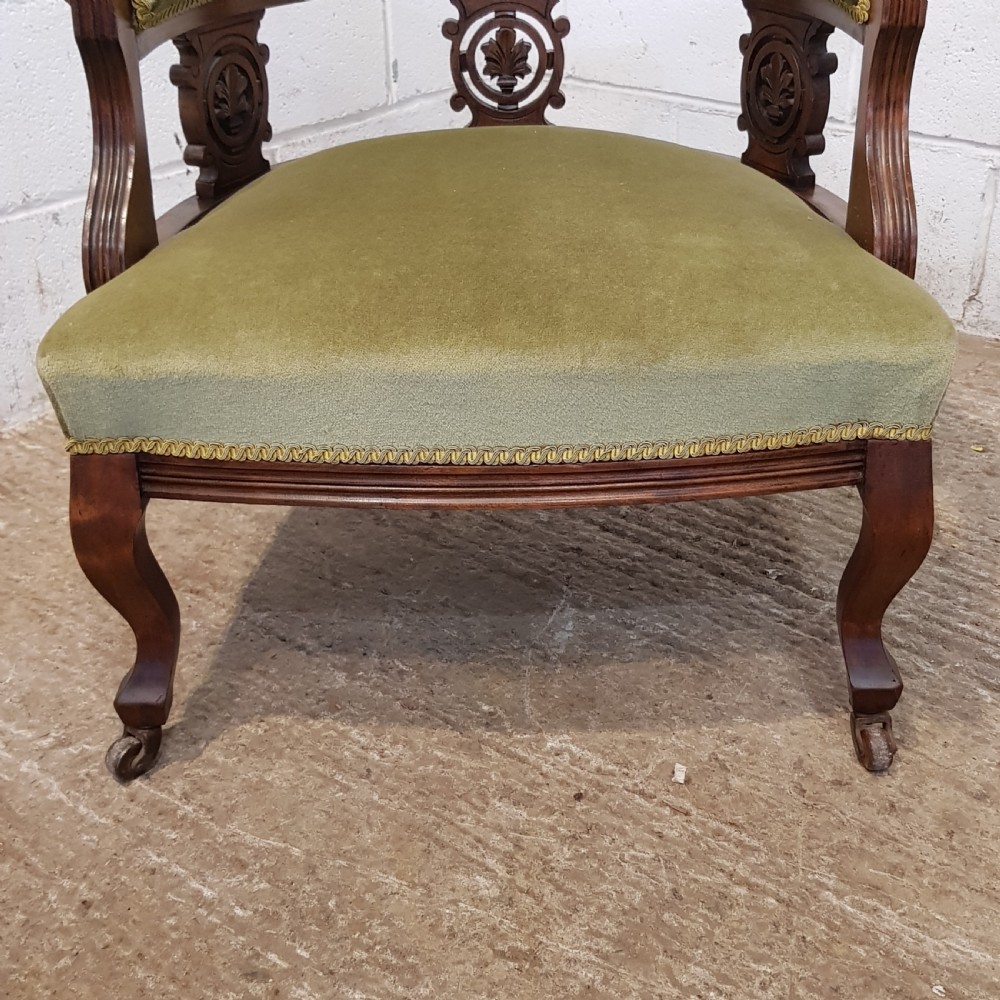 ANTIQUE PAIR EDWARDIAN MAHOGANY TUB CHAIRS C1900 View VI