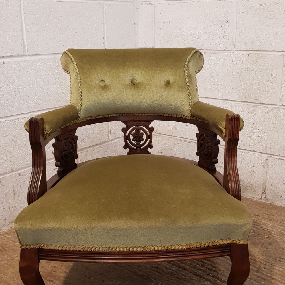 ANTIQUE PAIR EDWARDIAN MAHOGANY TUB CHAIRS C1900 View VIII