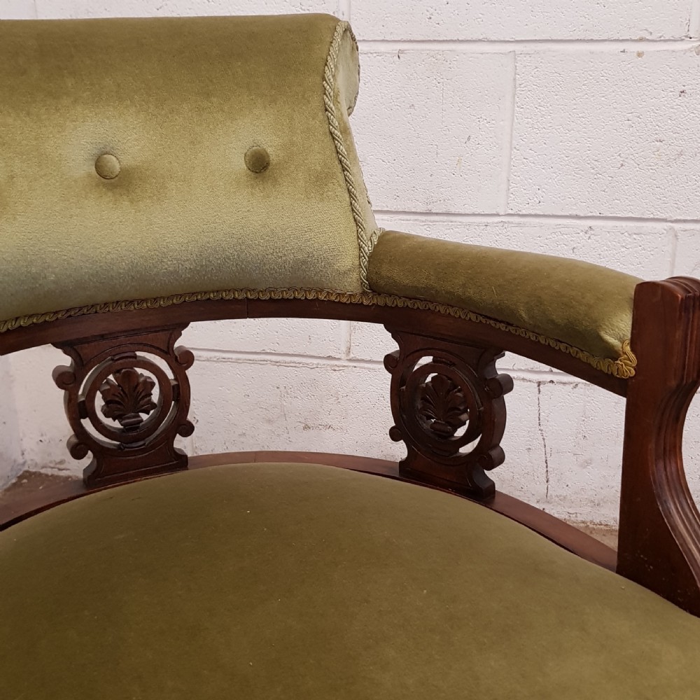 ANTIQUE PAIR EDWARDIAN MAHOGANY TUB CHAIRS C1900 View IX