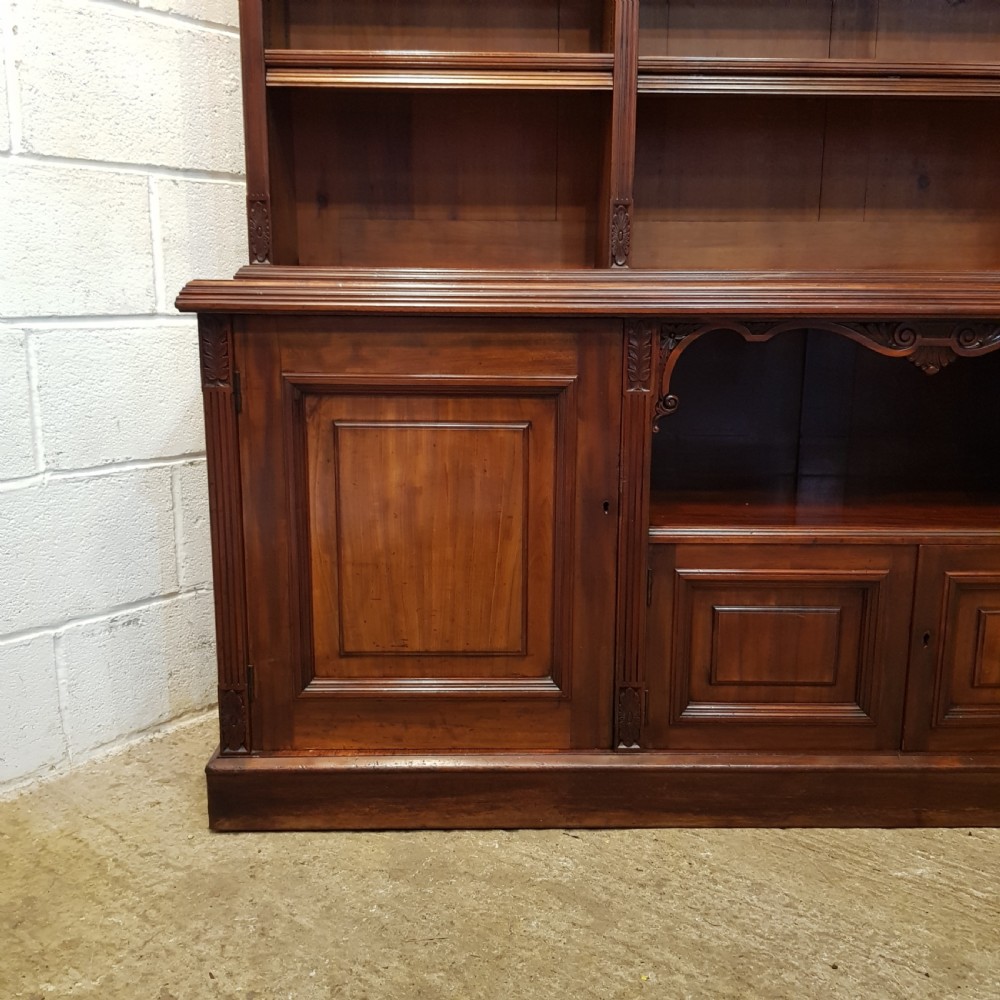 ANTIQUE LATE VICTORIAN MAHOGANY LIBRARY BOOKCASE ON CUPBOARD C1890 View II