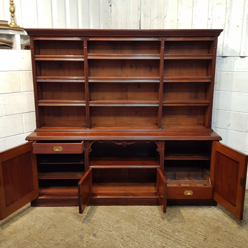 ANTIQUE LATE VICTORIAN MAHOGANY LIBRARY BOOKCASE ON CUPBOARD C1890 View IV