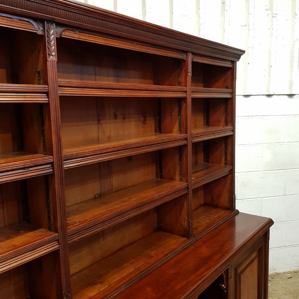 ANTIQUE LATE VICTORIAN MAHOGANY LIBRARY BOOKCASE ON CUPBOARD C1890 View V