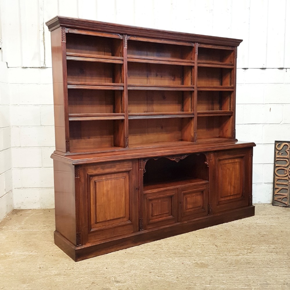 ANTIQUE LATE VICTORIAN MAHOGANY LIBRARY BOOKCASE ON CUPBOARD C1890 View VII