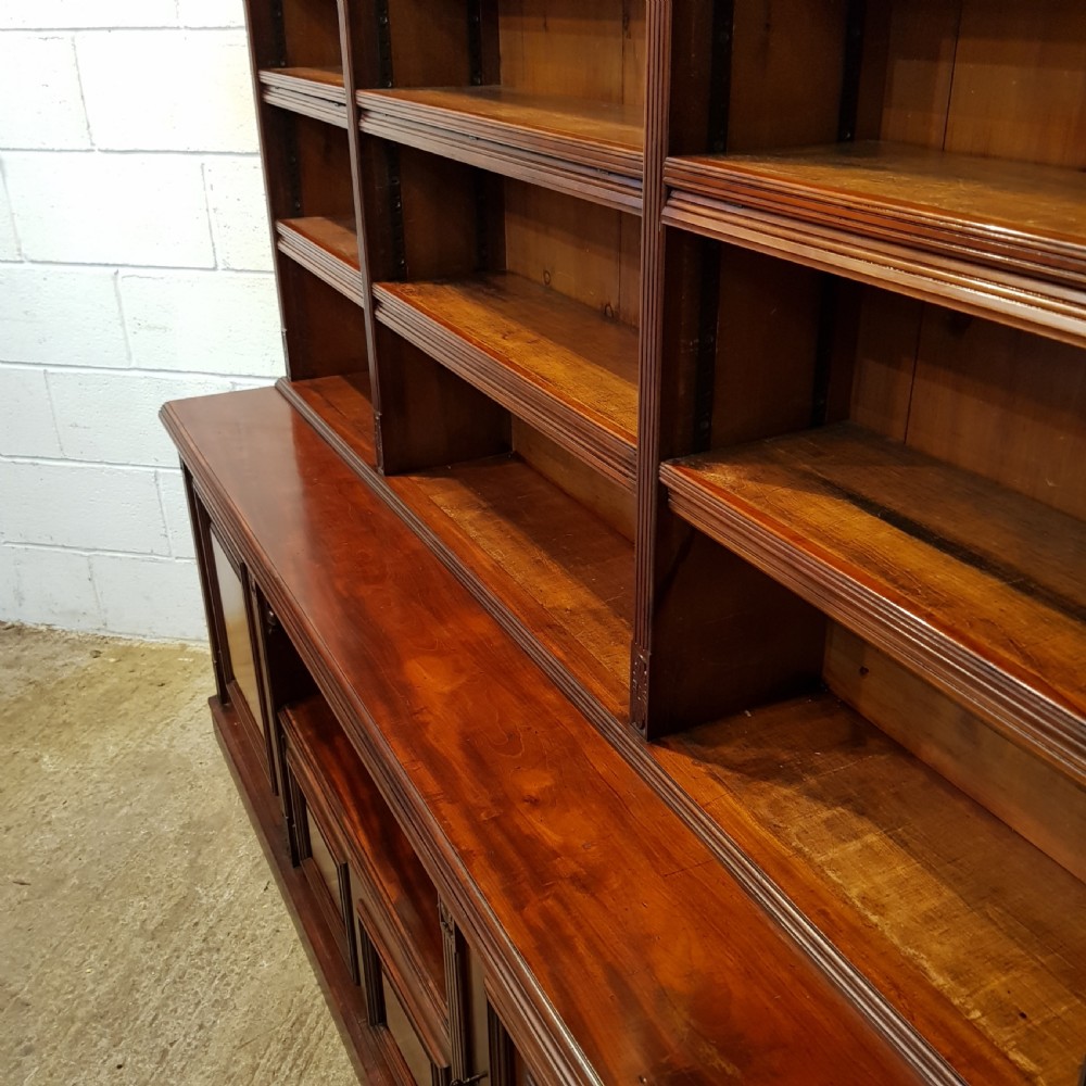 ANTIQUE LATE VICTORIAN MAHOGANY LIBRARY BOOKCASE ON CUPBOARD C1890 View X