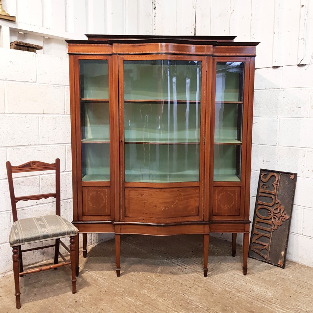 ANTIQUE TALL EDWARDIAN INLAID MAHOGANY CABINET C1900