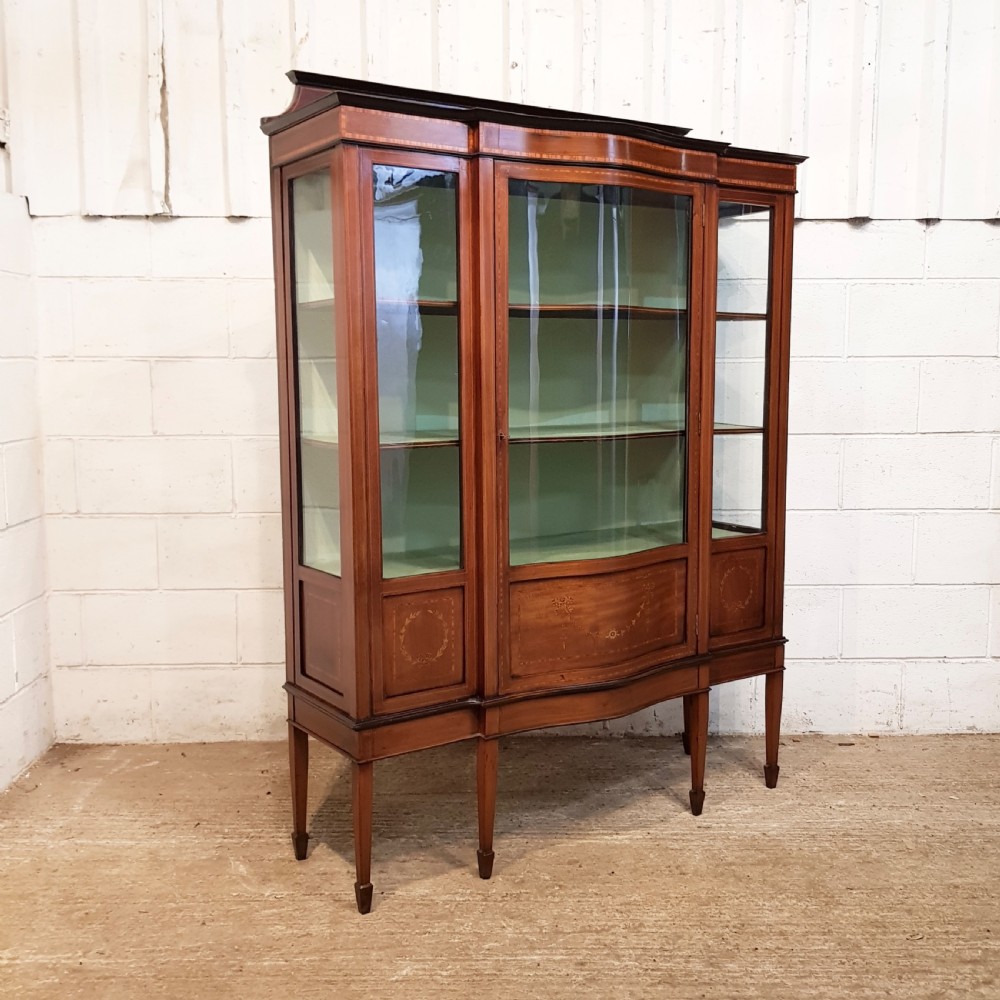 ANTIQUE TALL EDWARDIAN INLAID MAHOGANY CABINET C1900 View IV
