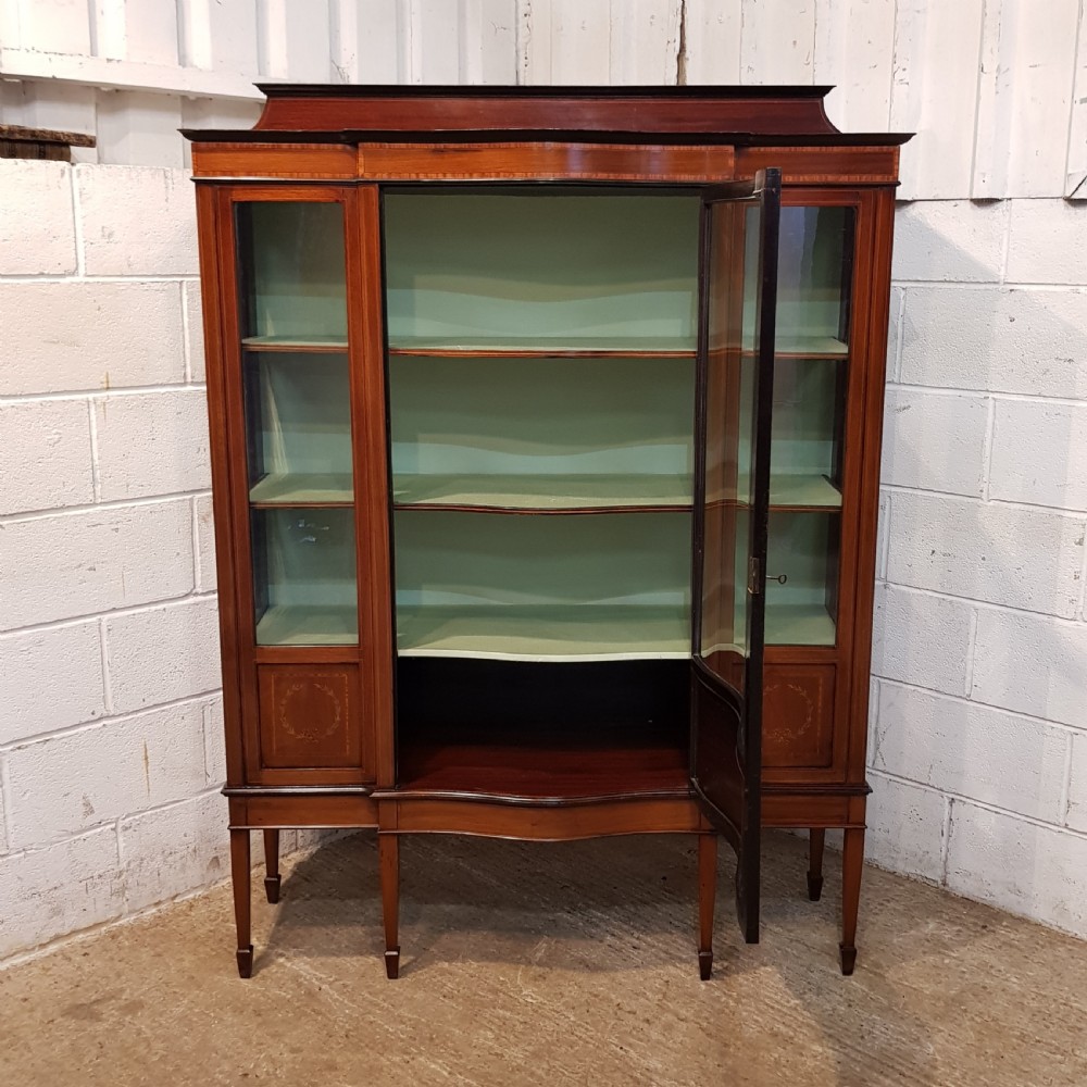 ANTIQUE TALL EDWARDIAN INLAID MAHOGANY CABINET C1900 View V