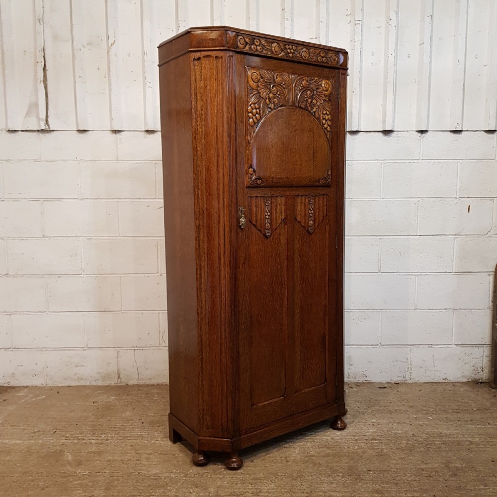 ANTIQUE CARVED OAK HALL ROBE C1920 View II