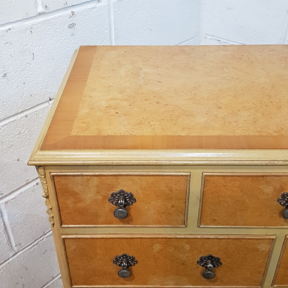 ANTIQUE BLONDE WALNUT CHEST OF DRAWERS C1920 View IV