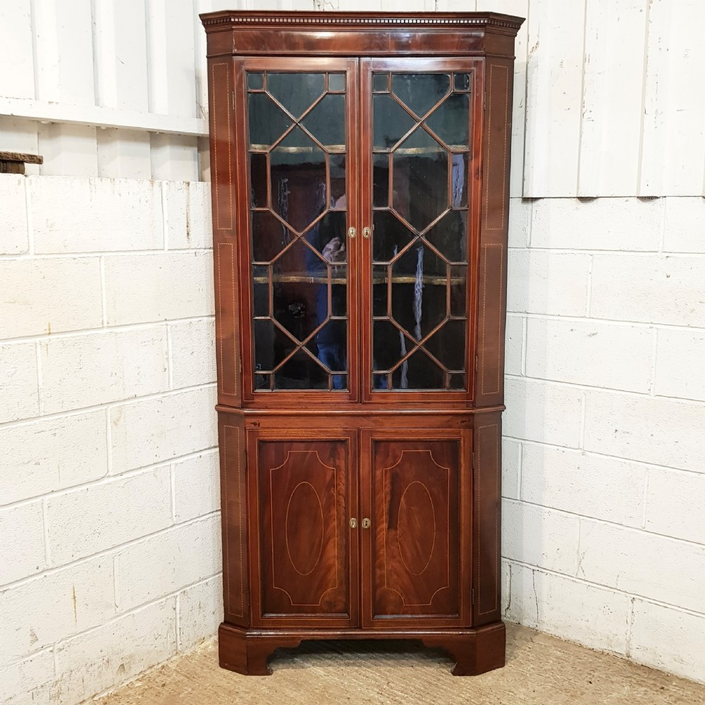 ANTIQUE REGENCY MAHOGANY ASTRAGAL GLAZED CORNER CUPBOARD C1820 View IV