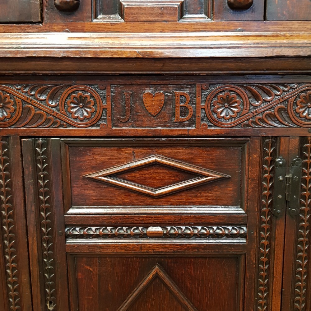 ANTIQUE LATE 18TH CENTURY CARVED OAK COURT CUPBOARD C1780-90 View XII