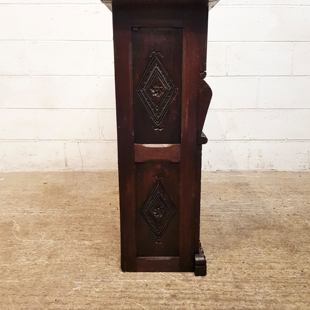 ANTIQUE VICTORIAN CARVED GOTHIC OAK OPEN BOOKCASE C1880 View V
