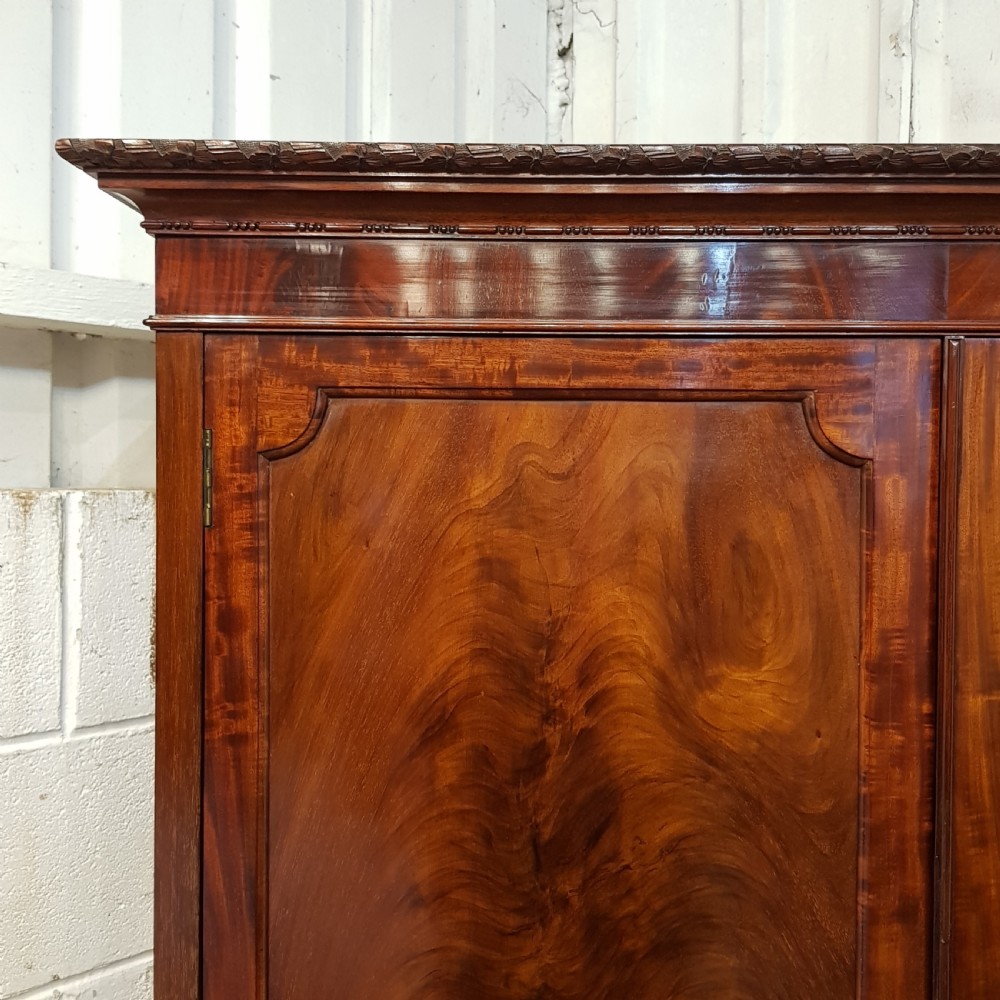 ANTIQUE EDWARDIAN FLAMED MAHOGANY CLOTHES PRESS BY DENBY & SPINKS C1900 View III