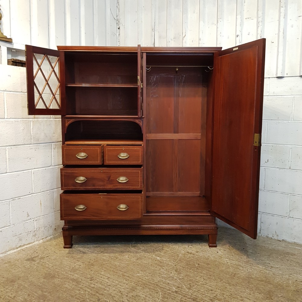 ANTIQUE LATE VICTORIAN MAHOGANY COMBINATION WARDROBE C1890 View VII