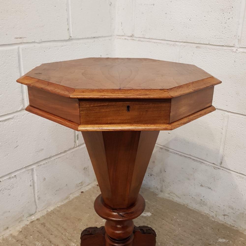ANTIQUE VICTORIAN WALNUT TRUMPET WORK SEWING BOX C1880 View IV