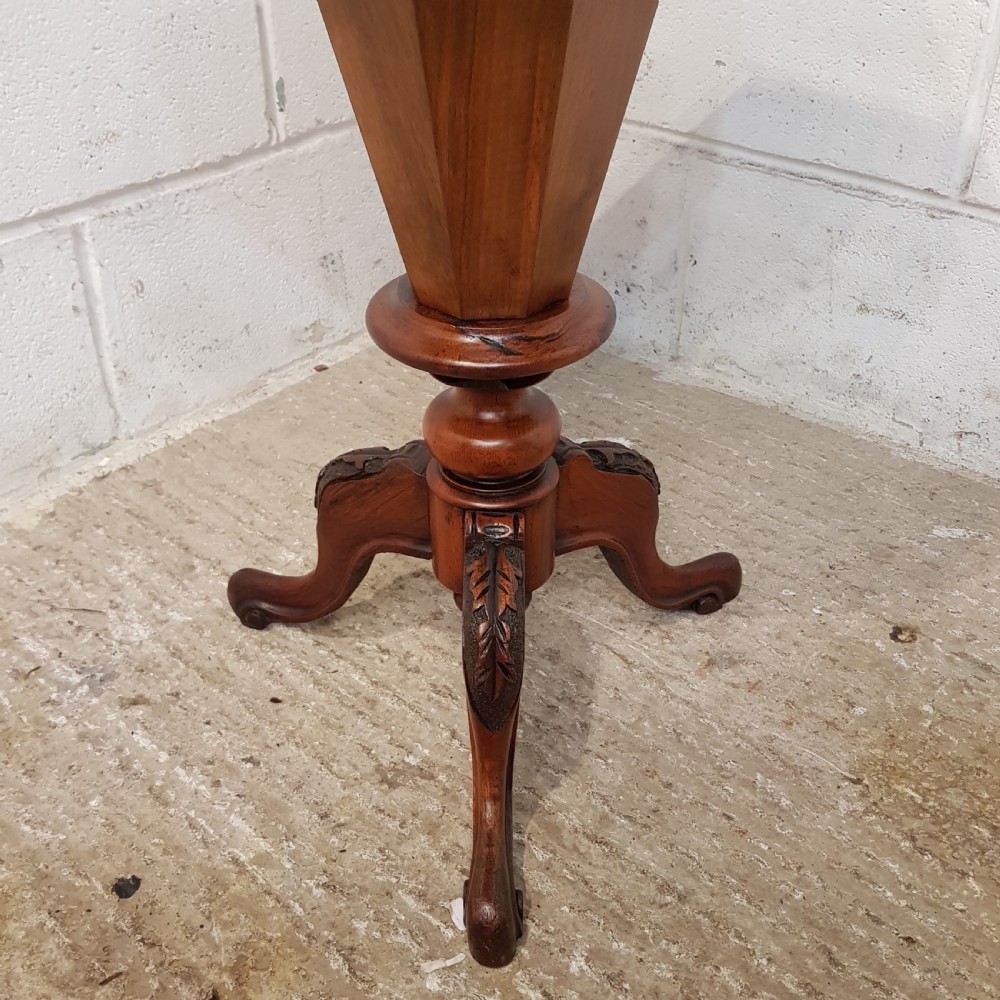 ANTIQUE VICTORIAN WALNUT TRUMPET WORK SEWING BOX C1880 View VII
