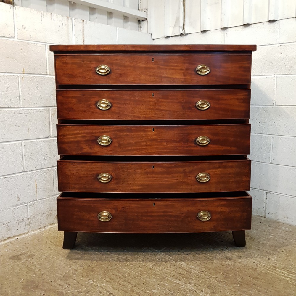 ANTIQUE LARGE REGENCY MAHOGANY BOW FRONT CHEST OF DRAWERS C1820 View III