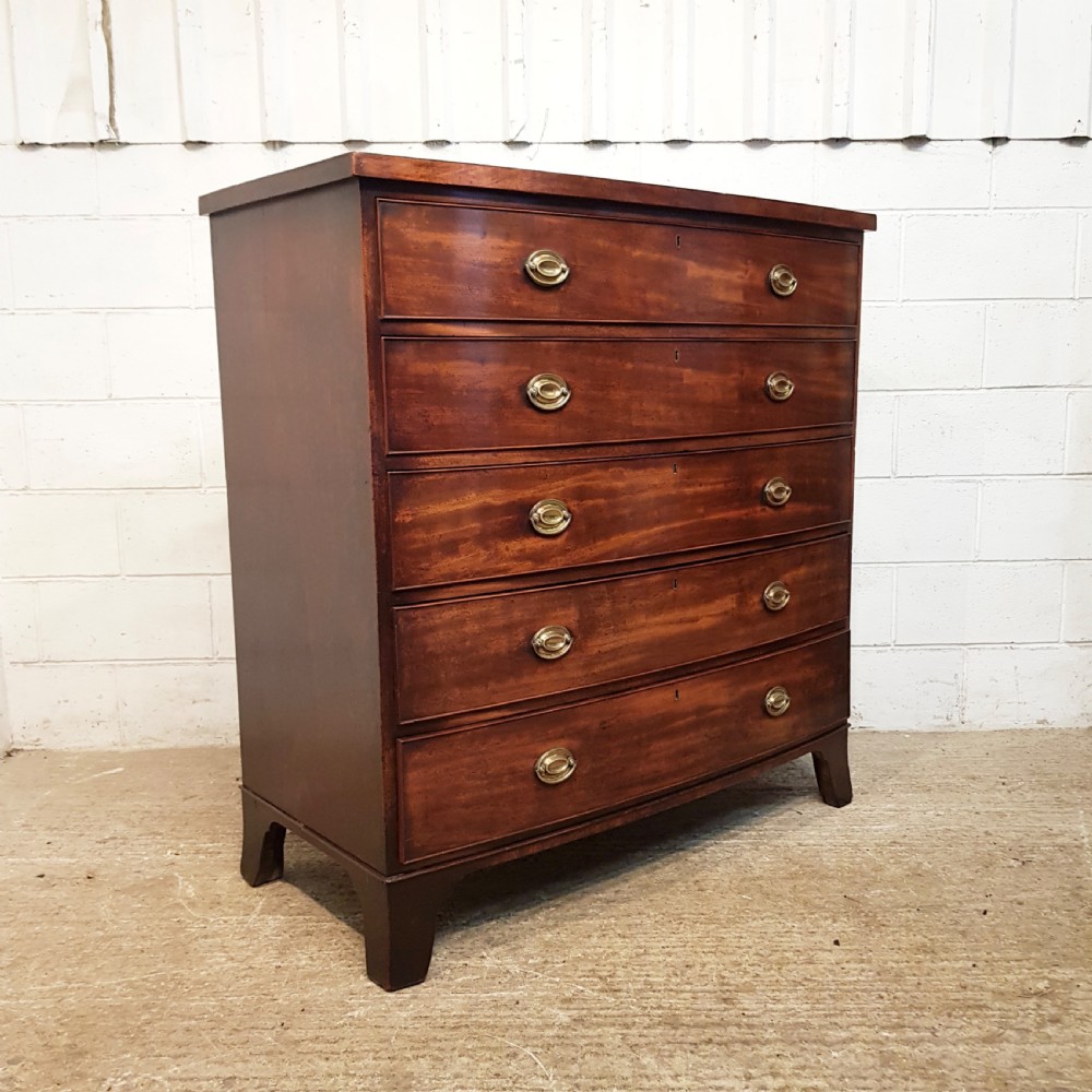 ANTIQUE LARGE REGENCY MAHOGANY BOW FRONT CHEST OF DRAWERS C1820 View IV