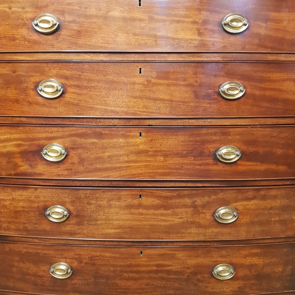 ANTIQUE LARGE REGENCY MAHOGANY BOW FRONT CHEST OF DRAWERS C1820 View V