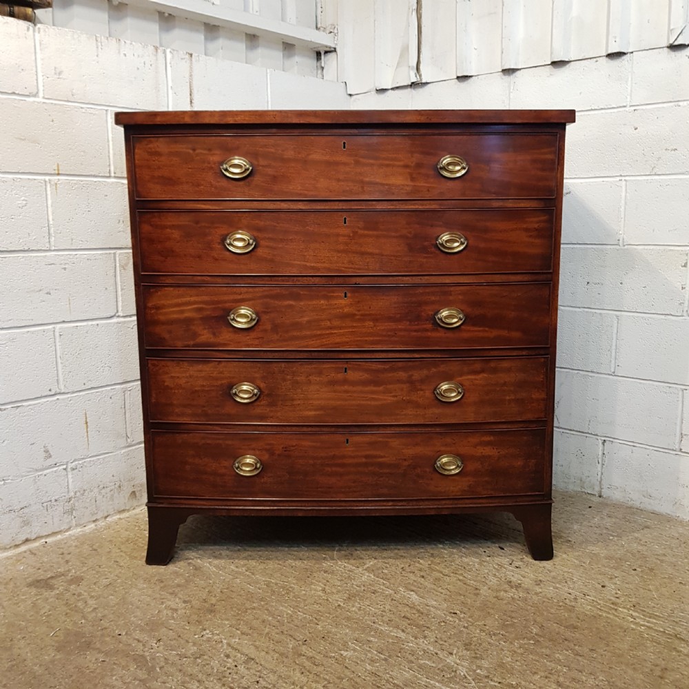 ANTIQUE LARGE REGENCY MAHOGANY BOW FRONT CHEST OF DRAWERS C1820 View VII
