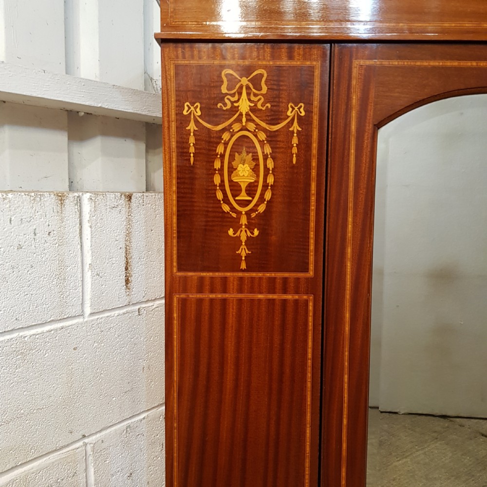 ANTIQUE EDWARDIAN INLAID MAHOGANY SINGLE WARDROBE C1900 View VII