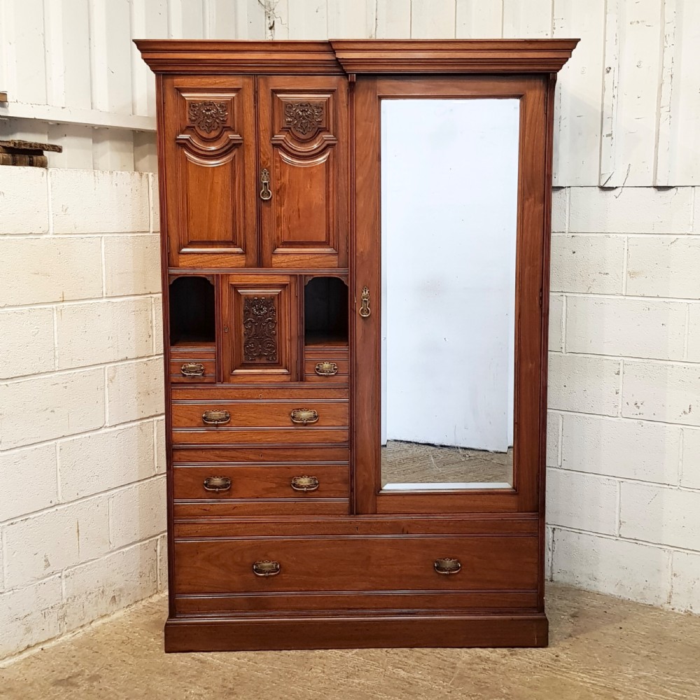 ANTIQUE LATE VICTORIAN WALNUT COMBINATION WARDROBE C1890 View IV