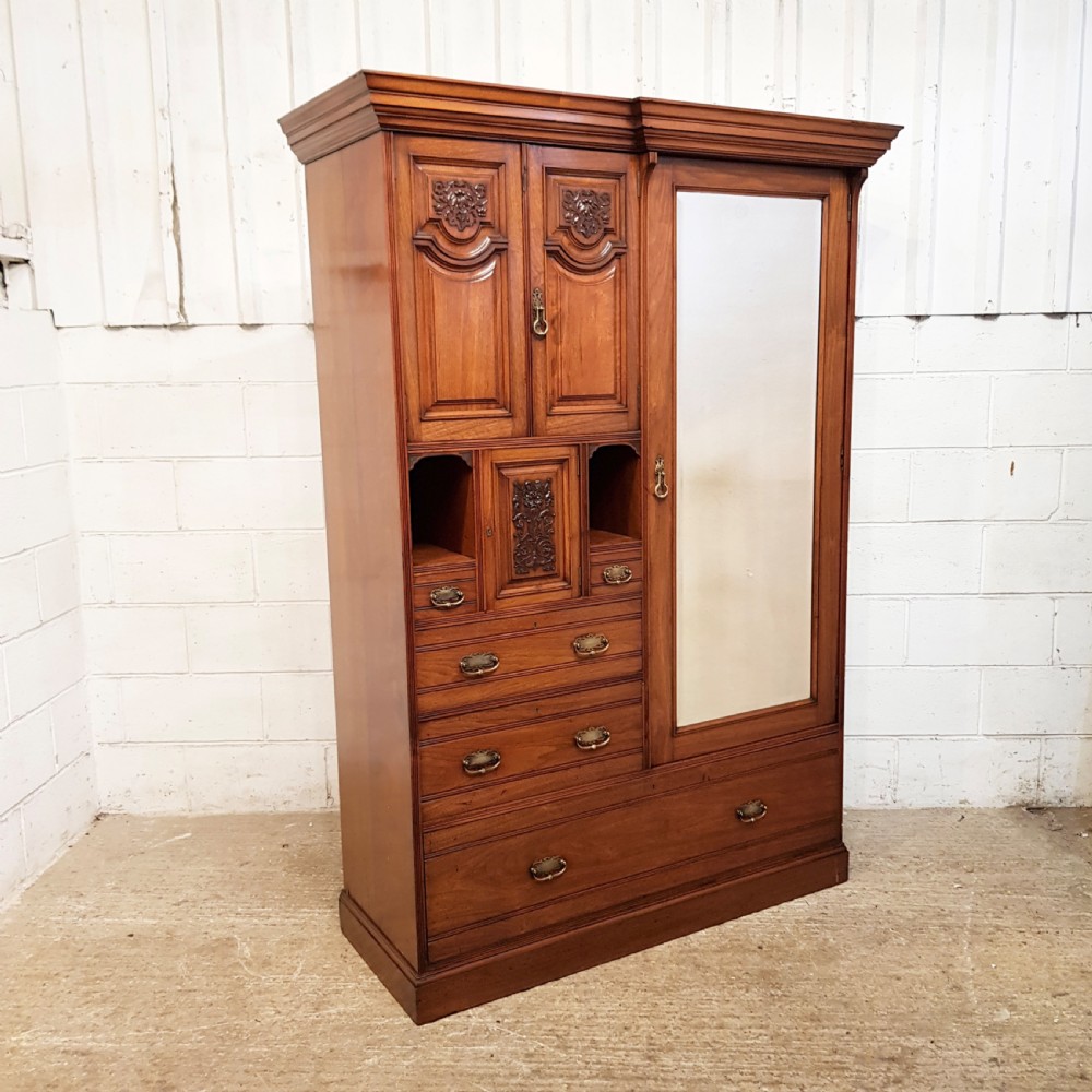 ANTIQUE LATE VICTORIAN WALNUT COMBINATION WARDROBE C1890 View VI