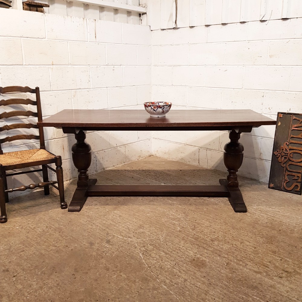 ANTIQUE OAK REFECTORY DINING TABLE C1920 View IV