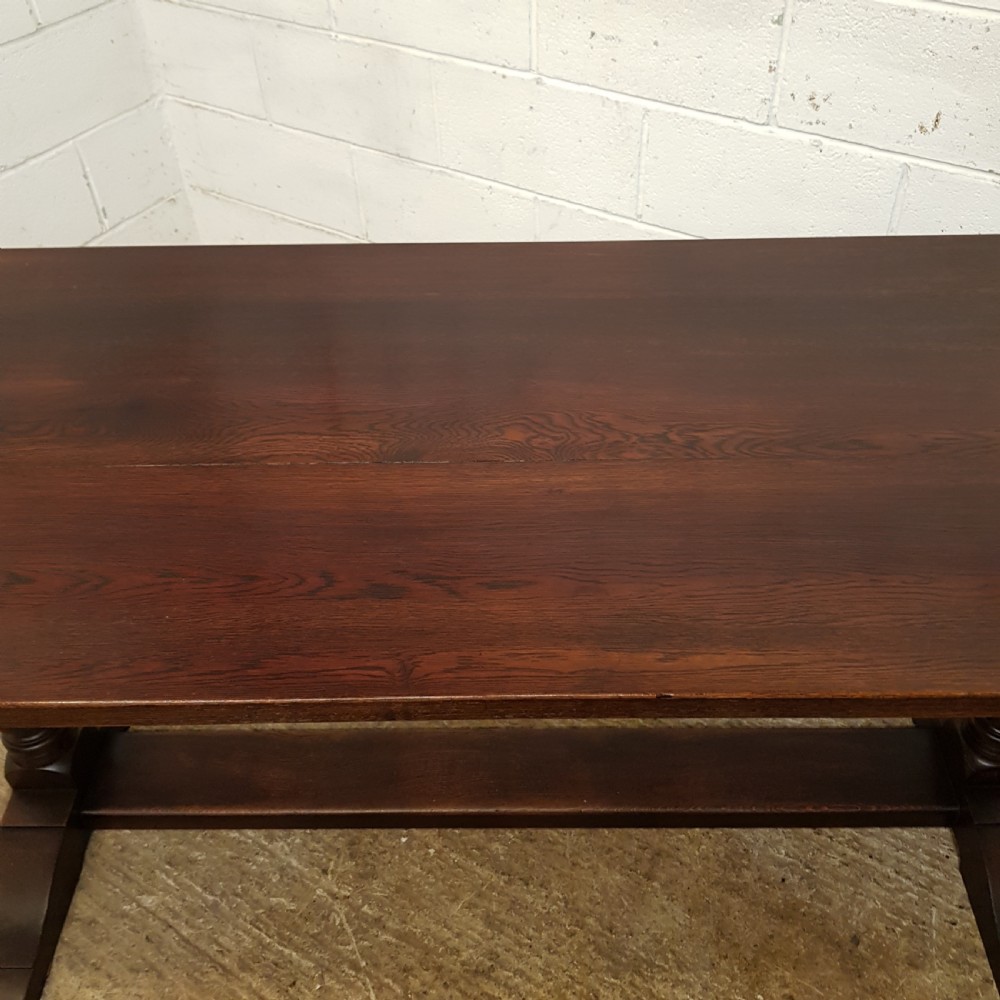 ANTIQUE OAK REFECTORY DINING TABLE C1920 View V
