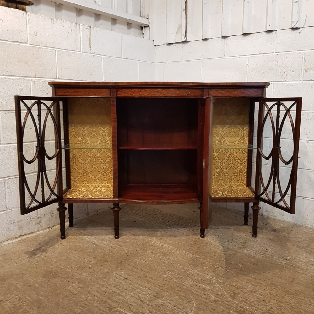 ANTIQUE EDWARDIAN MAHOGANY INLAID BOW FRONT DISPLAY CABINET C1900 View VIII