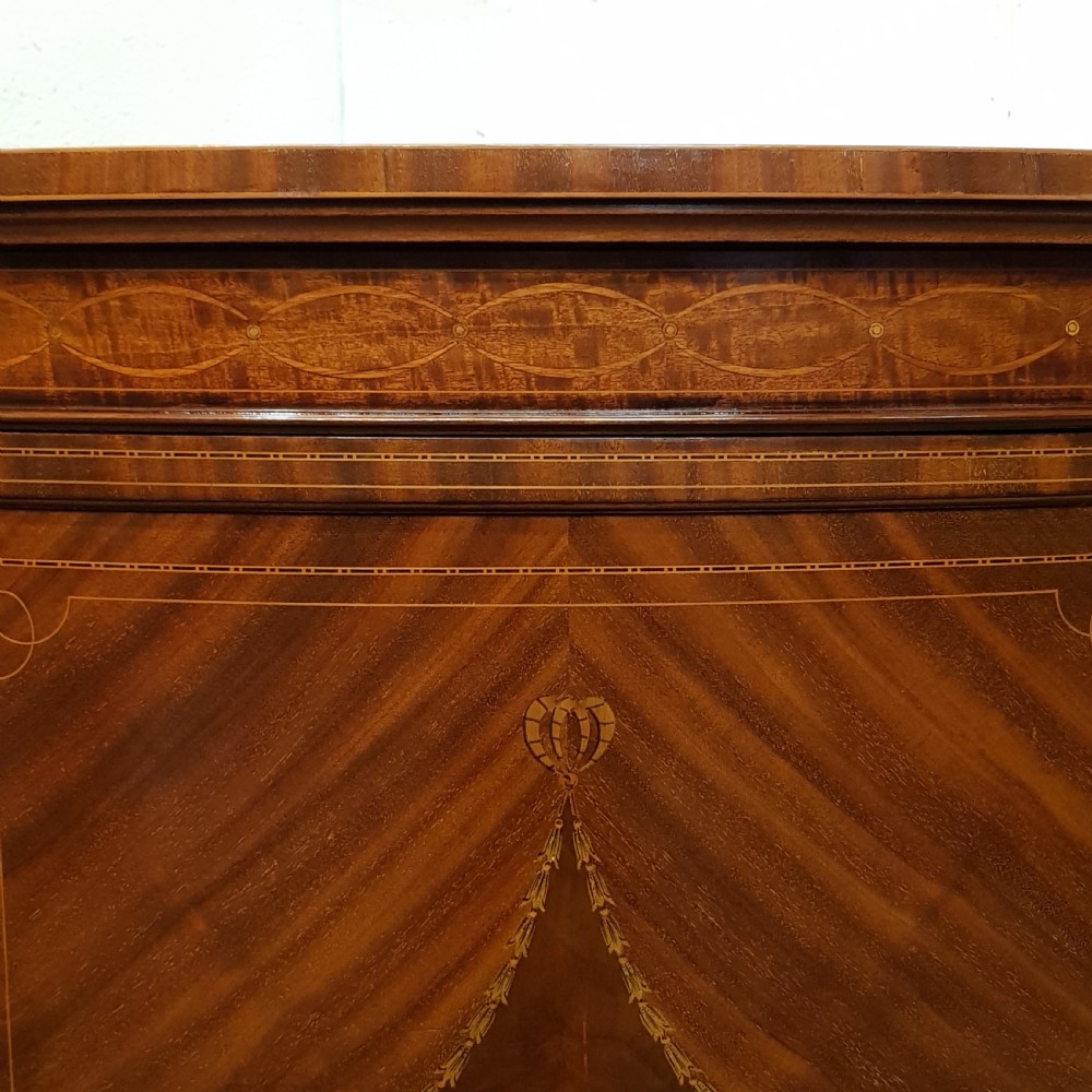 ANTIQUE EDWARDIAN MAHOGANY INLAID BOW FRONT DISPLAY CABINET C1900 View IX