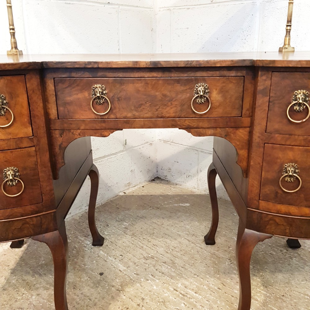 ANTIQUE BURR WALNUT SERPENTINE SHAPED DRESSING TABLE C1920 View III