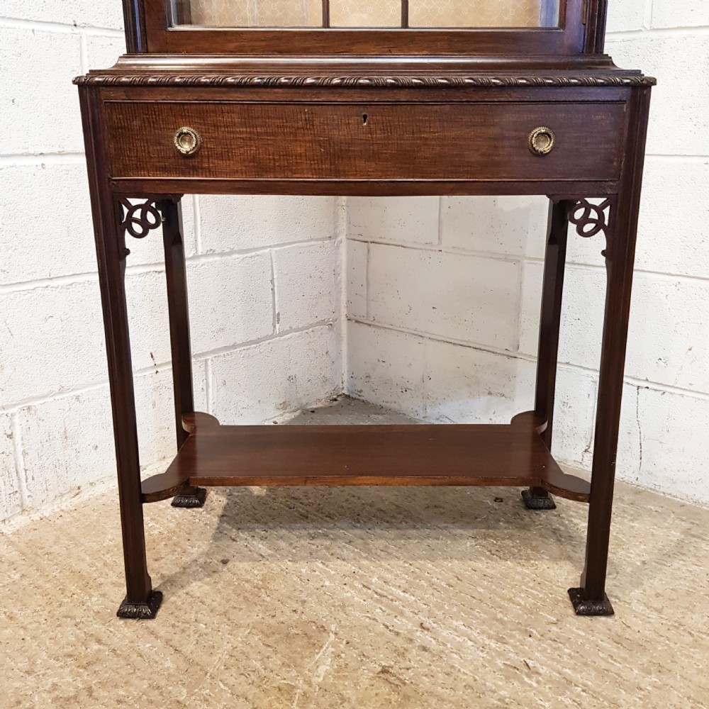 ANTIQUE EDWARDIAN CHIPPENDALE MAHOGANY ASTRAGAL GLAZED  DISPLAY CABINET C1900 View II