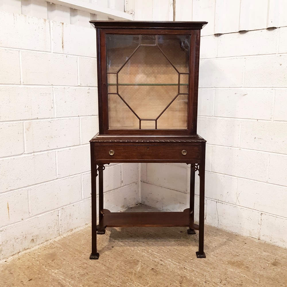 ANTIQUE EDWARDIAN CHIPPENDALE MAHOGANY ASTRAGAL GLAZED  DISPLAY CABINET C1900 View III