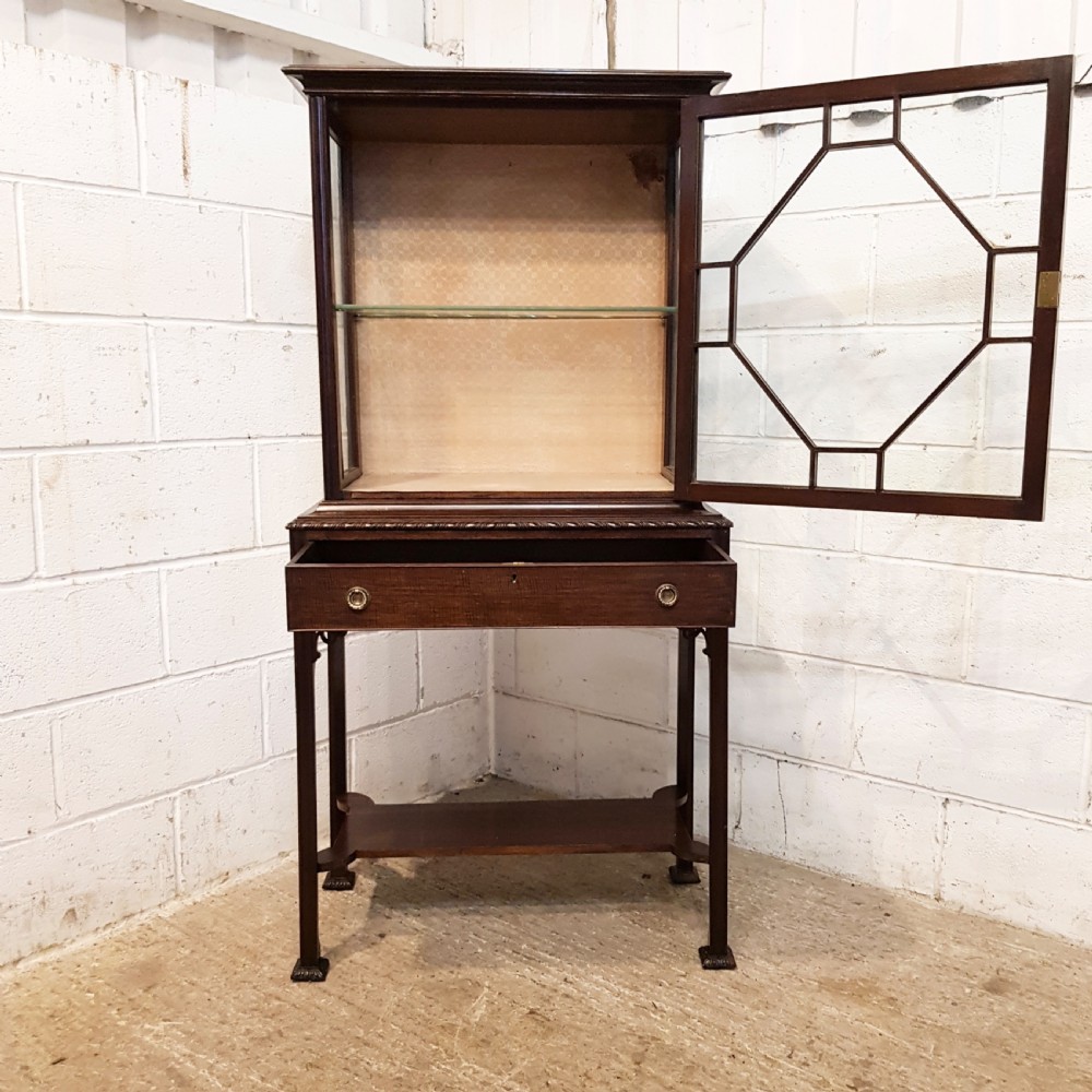 ANTIQUE EDWARDIAN CHIPPENDALE MAHOGANY ASTRAGAL GLAZED  DISPLAY CABINET C1900 View IV