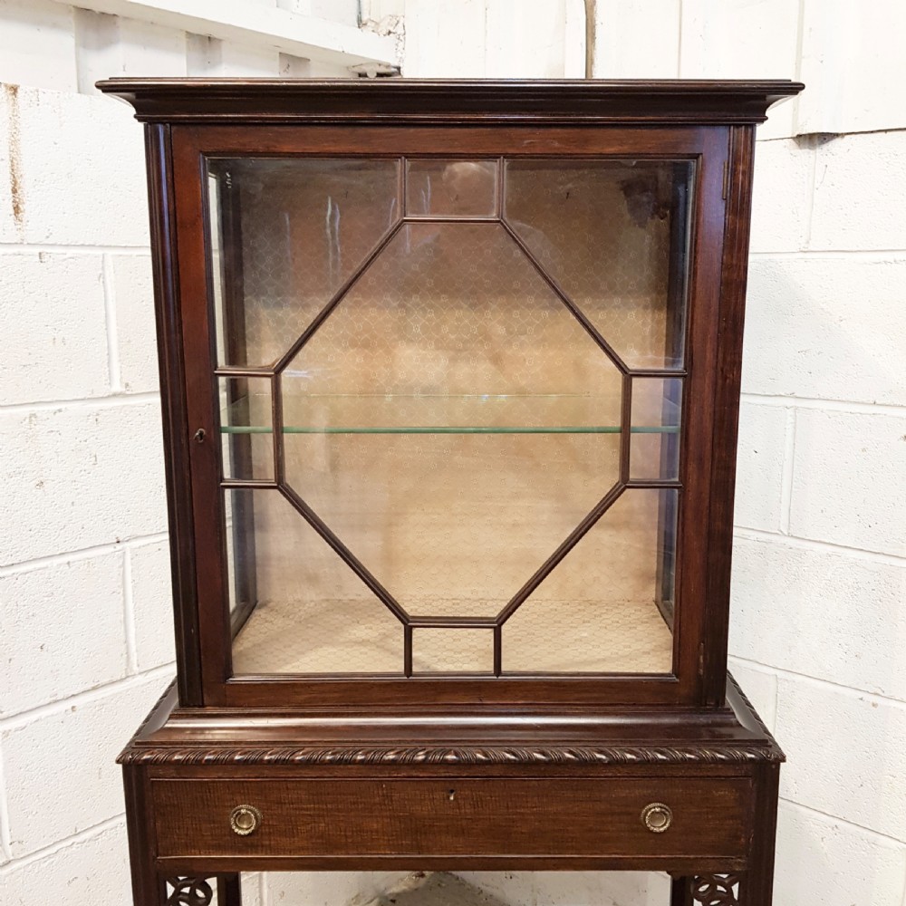 ANTIQUE EDWARDIAN CHIPPENDALE MAHOGANY ASTRAGAL GLAZED  DISPLAY CABINET C1900 View VI