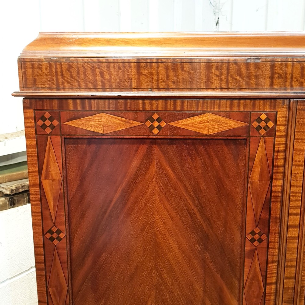 ANTIQUE EDWARDIAN INLAID MAHOGANY TRIPLE WARDROBE C1900 View II