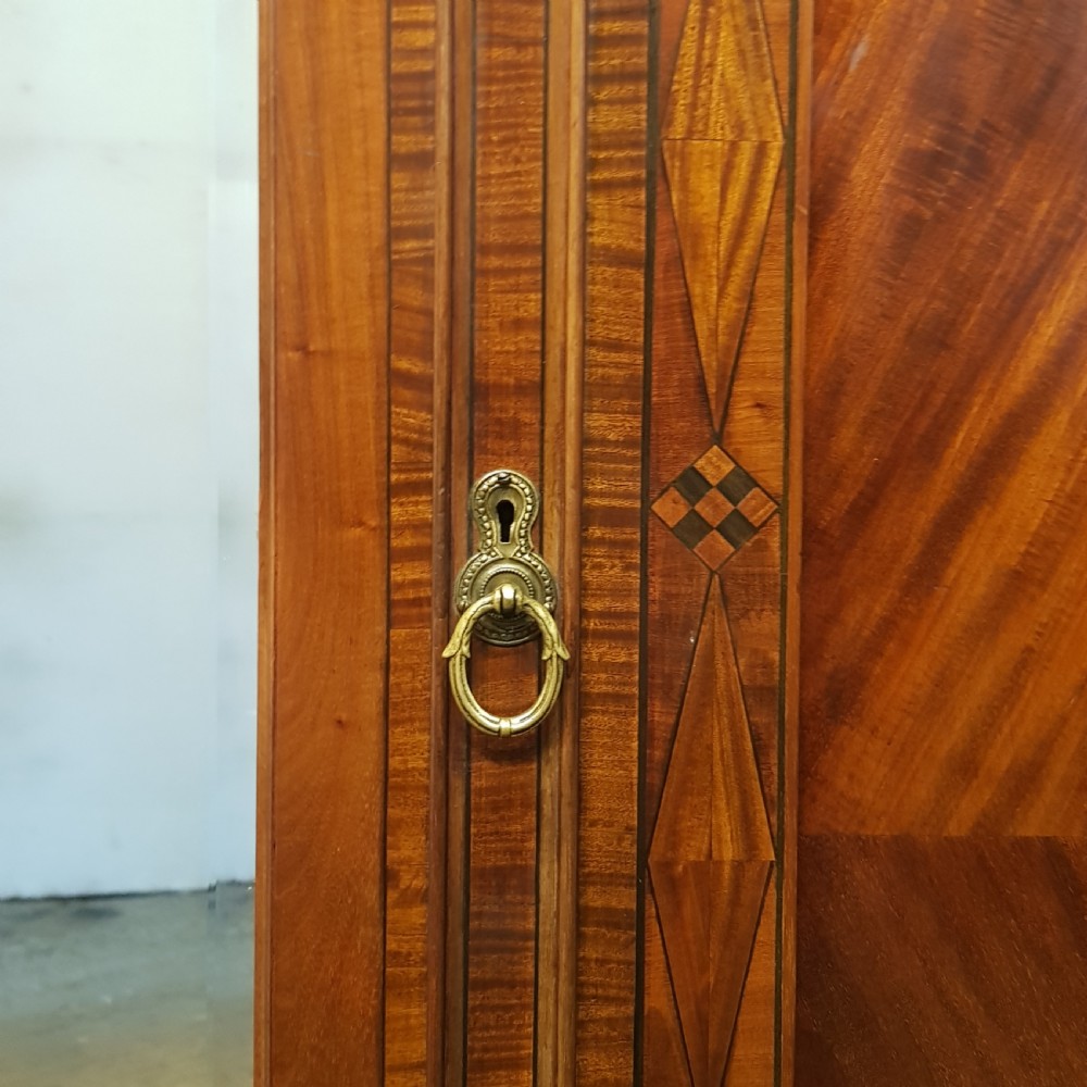 ANTIQUE EDWARDIAN INLAID MAHOGANY TRIPLE WARDROBE C1900 View IV
