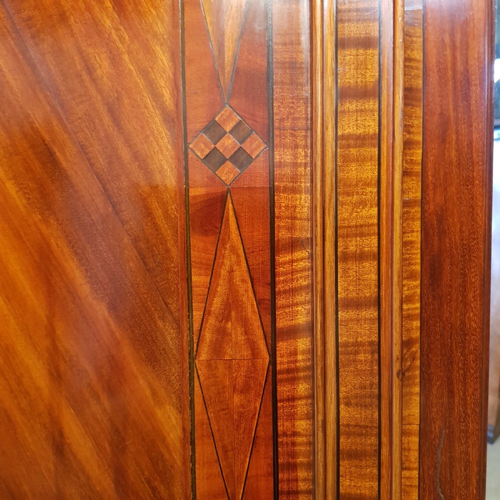 ANTIQUE EDWARDIAN INLAID MAHOGANY TRIPLE WARDROBE C1900 View VI