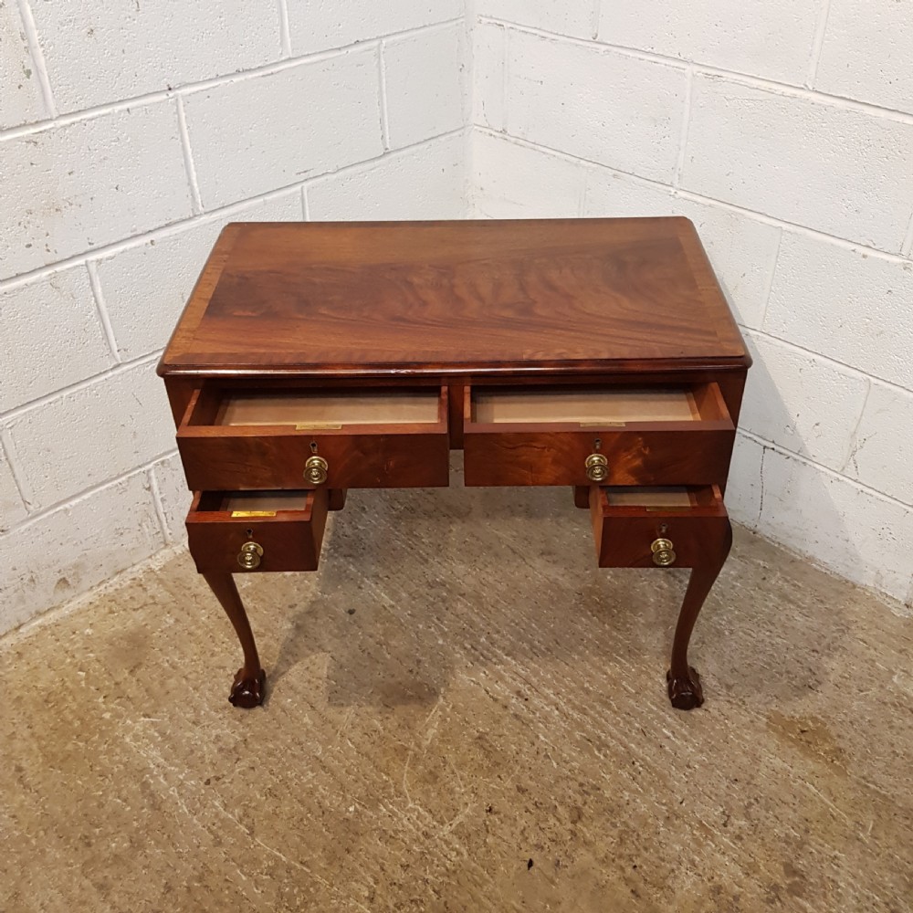 ANTIQUE FLAMED MAHOGANY LOWBOY DESK C1920 View IV